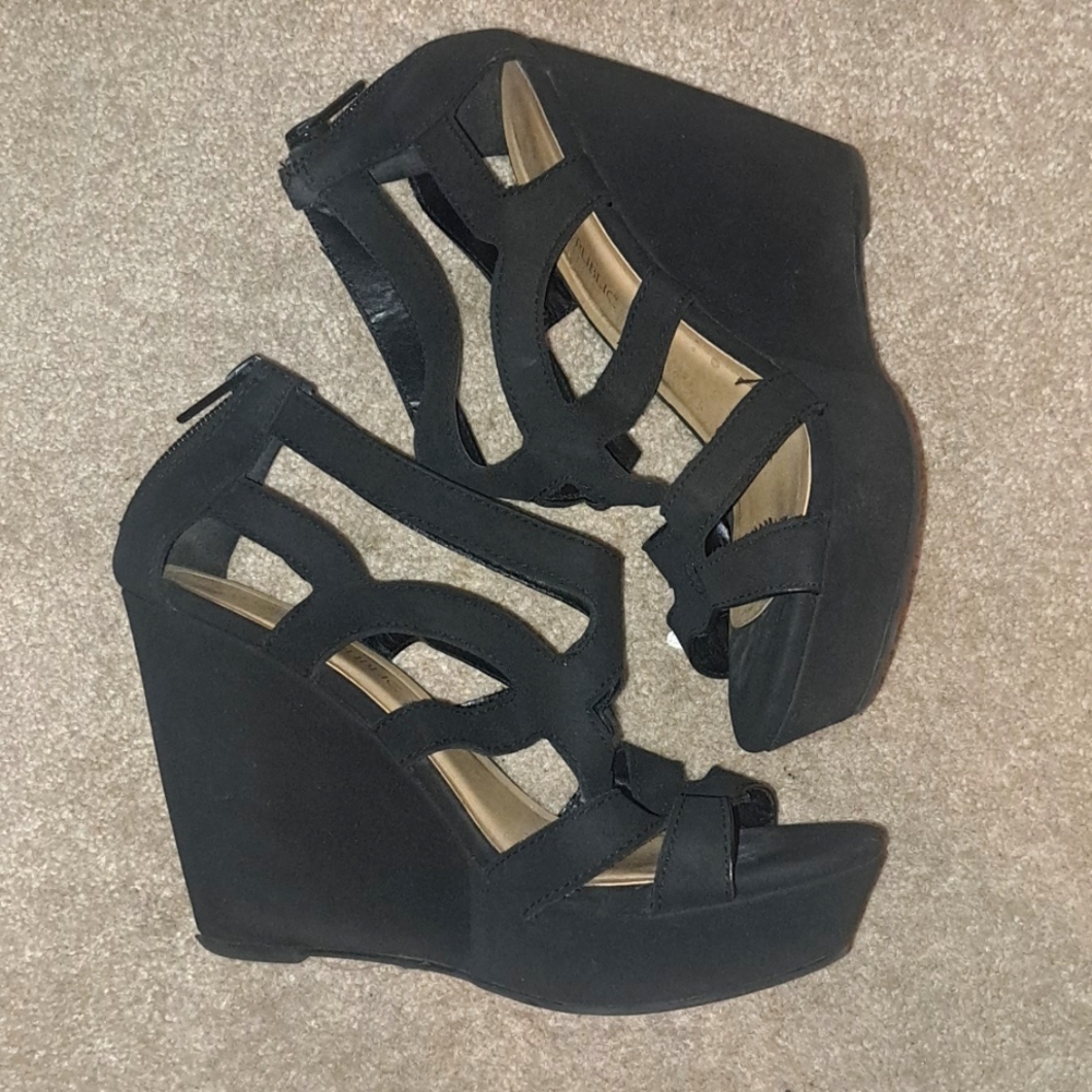 Marco republic black womens wedged heels size 6